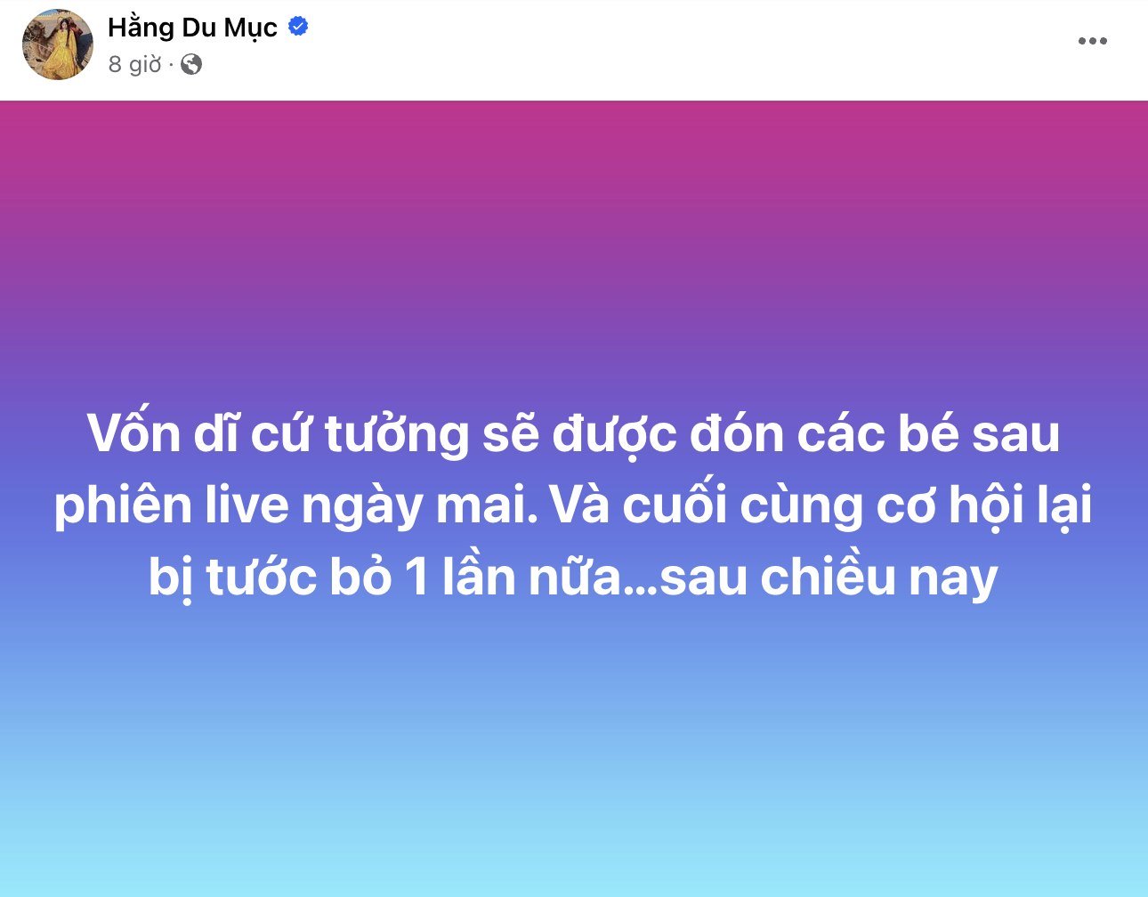 Hằng Du Mục đăng status giữa đ&ecirc;m, tiết lộ h&agrave;nh động g&acirc;y phẫn nộ của chồng- Ảnh 1.