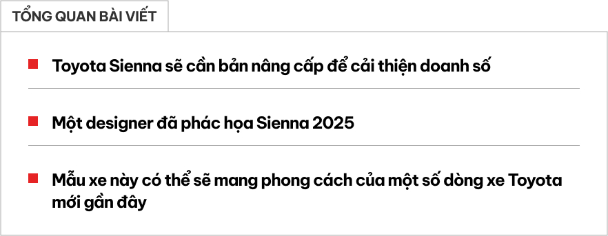 Toyota Sienna 2025 mà thế này thì Carnival phải dè chừng: Thiết kế mới hiện đại, nội thất nhiều công nghệ- Ảnh 1. Toyota Sienna 2025 mà thế này thì Carnival phải dè chừng: Thiết kế mới hiện đại, nội thất nhiều công nghệ- Ảnh 1.