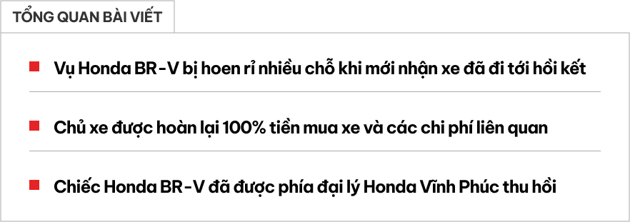 Chủ xe Honda BR-V hoen rỉ được hoàn lại 100% tiền, hãng lo toàn bộ chi phí liên quan và lấy lại xe- Ảnh 1.