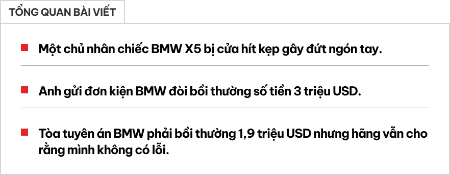 Cửa hít BMW X5 kẹp tay khách hàng, hãng xe Đức phải bồi thường hơn 48 tỷ đồng- Ảnh 1.