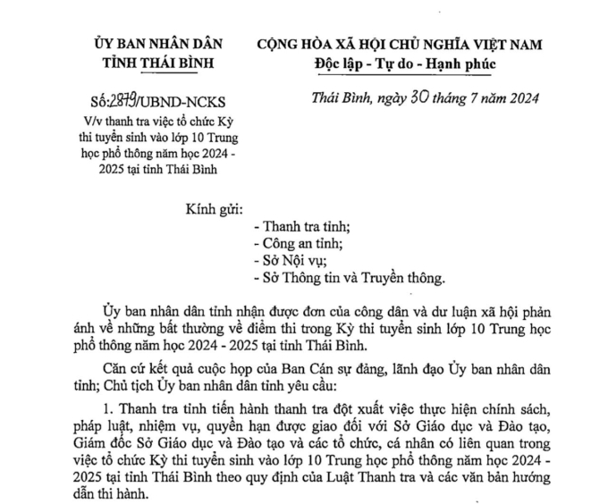 Toàn cảnh vụ bất thường điểm thi lớp 10 ở Thái Bình, nhiều học sinh điểm từ trung bình "tăng vọt" lên 8, 9 sau phúc khảo - Ảnh 2.