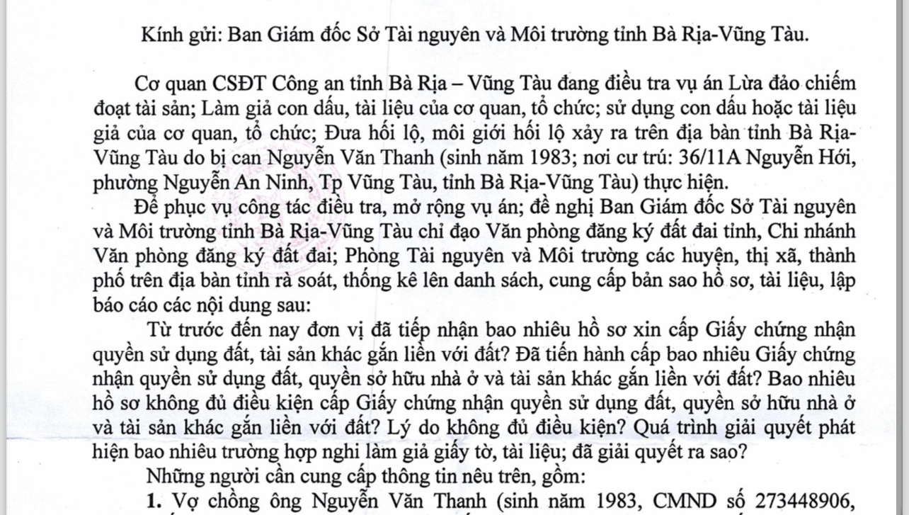 Công an điều tra vụ lừa đảo chiếm đoạt tài sản tại Vũng Tàu - Ảnh 1.