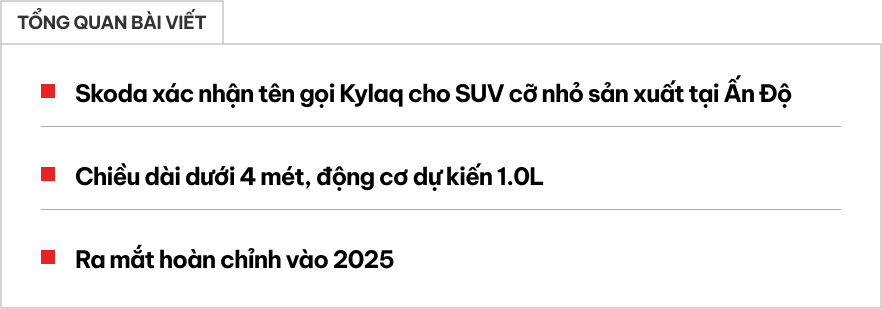 Skoda Kylaq - SUV mới đấu Raize, Sonet, động cơ 1.0L, ra mắt năm sau nhắm vào các nước chuộng xe giá rẻ- Ảnh 1.