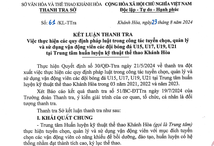 Thanh tra Khánh Hòa: Các vi phạm của HLV Đặng Đạo, Nguyễn Tý có dấu hiệu hình sự- Ảnh 1.