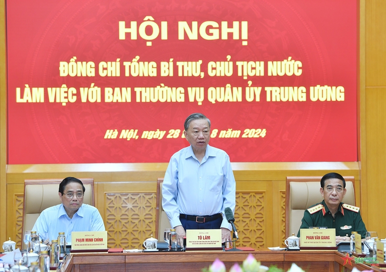 Tổng Bí thư Tô Lâm làm việc với Ban Thường vụ quân ủy trung ương - Ảnh 3.