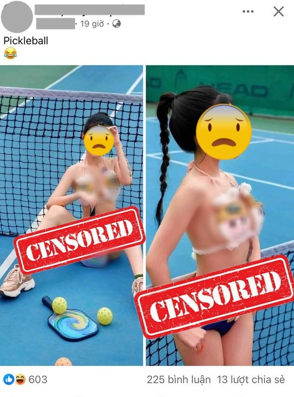 Mặc bikini 2 mảnh tạo dáng trên sân pickleball câu like: Phản cảm khủng khiếp!- Ảnh 1.