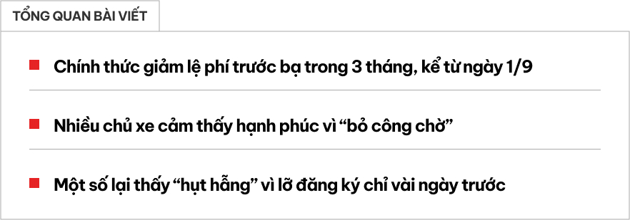 'Kẻ khóc người cười' trước việc giảm lệ phí trước bạ: Người 'vỡ òa' khi tiết kiệm gần 60 triệu, người 'hụt hẫng' vuột mất 80 triệu khi mới bấm biển vài ngày- Ảnh 1.