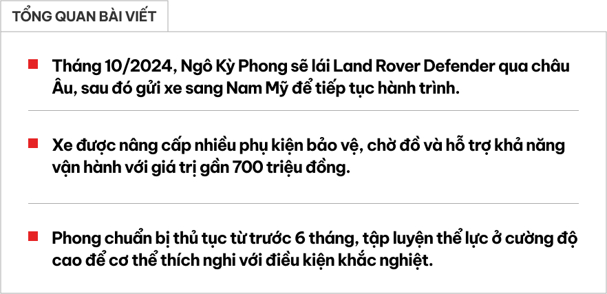 9x kể chuyện sắp lái Land Rover Defender đi phượt: Từ Việt Nam qua châu Âu đến Nam Mỹ, chuẩn bị 6 tháng, phải tập luyện cường độ cao- Ảnh 1.