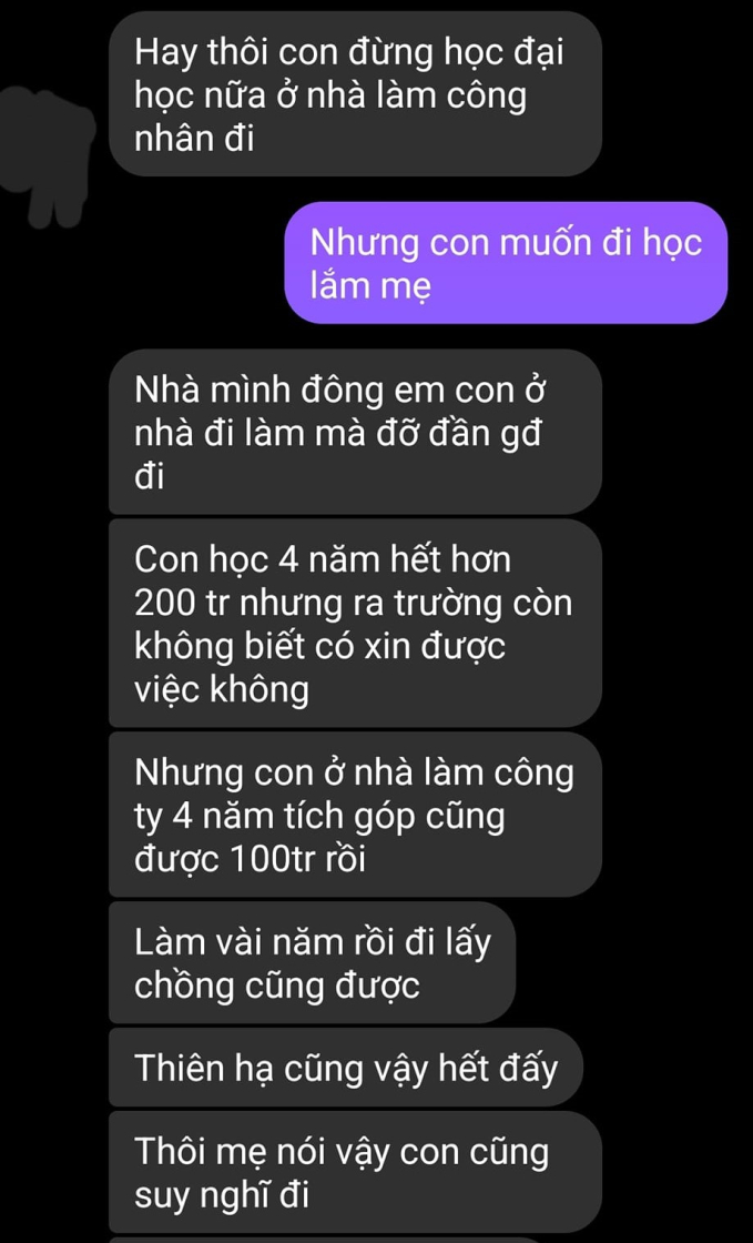 Đoạn tin nhắn của 2 mẹ con khiến gần h&agrave;ng ngh&igrave;n người rơi lệ, đ&ocirc;i khi giấc mơ đại học của con lại l&agrave; g&aacute;nh nặng của cha mẹ- Ảnh 1.