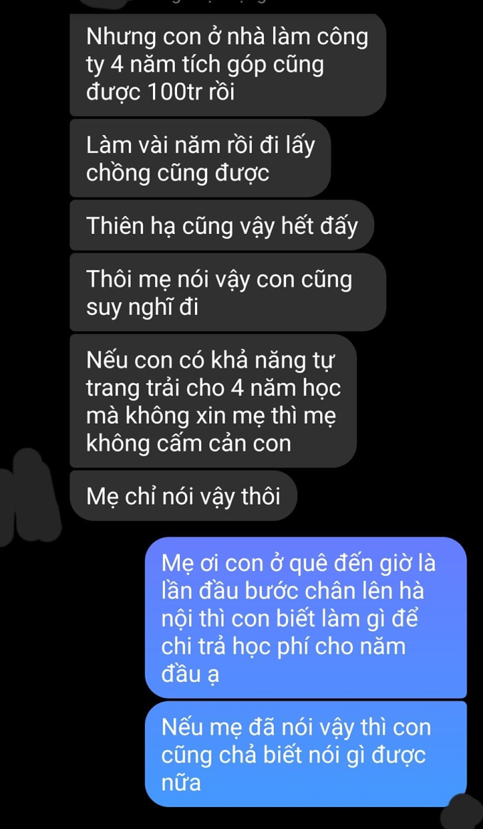 Đoạn tin nhắn của 2 mẹ con khiến gần h&agrave;ng ngh&igrave;n người rơi lệ, đ&ocirc;i khi giấc mơ đại học của con lại l&agrave; g&aacute;nh nặng của cha mẹ- Ảnh 2.