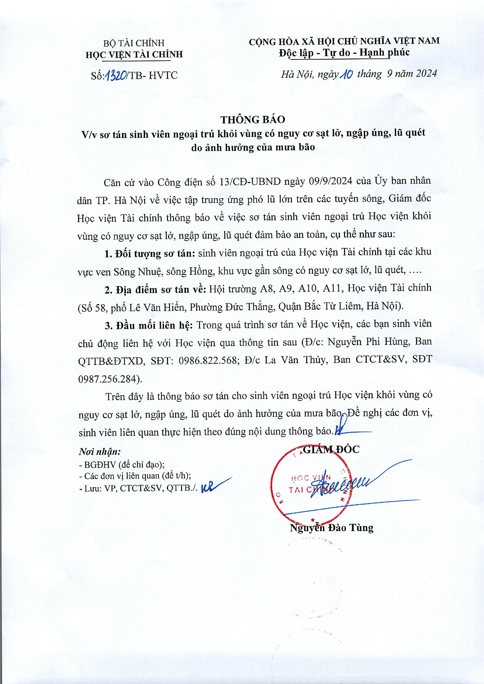 NÓNG: Trường đại học Hà Nội sơ tán sinh viên ngọai trú do nguy cơ sạt lở , ngập úng - Ảnh 2.