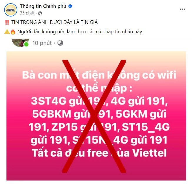 Cảnh báo tin giả kêu gọi đăng ký 4G Viettel miễn phí khi mất điện do ảnh hưởng của bão lũ- Ảnh 2.