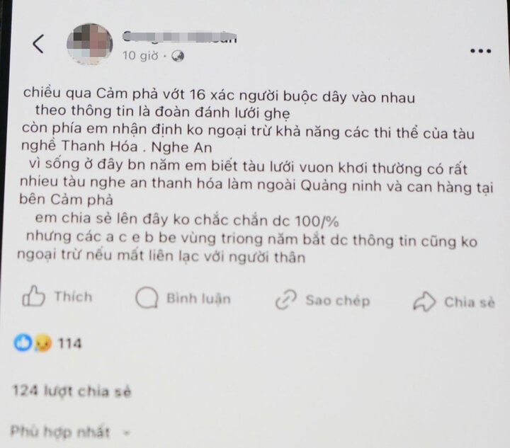 Quảng Ninh bác bỏ tin sai sự thật về việc vớt 16 thi thể buộc dây vào nhau - Ảnh 2.