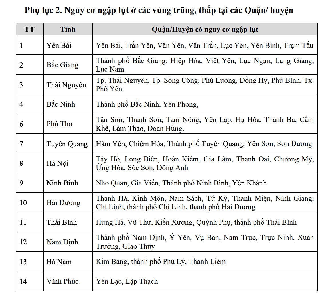 Tin lũ khẩn cấp trên sông Cầu, sông Thương, sông Hoàng Long và sông Thái Bình - Ảnh 2.