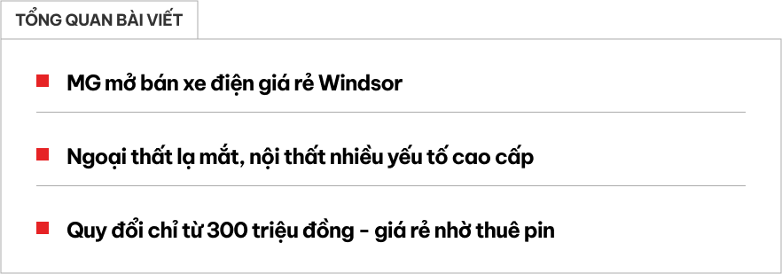 MG Windsor - Xe điện giá rẻ quy đổi gần 300 triệu, thuê pin 1.000 đồng/km, nhiều công nghệ, chung nền tảng Wuling- Ảnh 1.