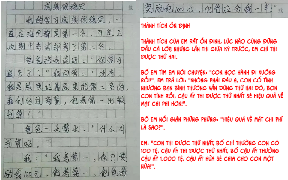 Con trai học giỏi nhất lớp đi thi chỉ đứng thứ hai, kiểm tra bài văn con viết, bố "khóc ròng" khi biết lý do- Ảnh 1.