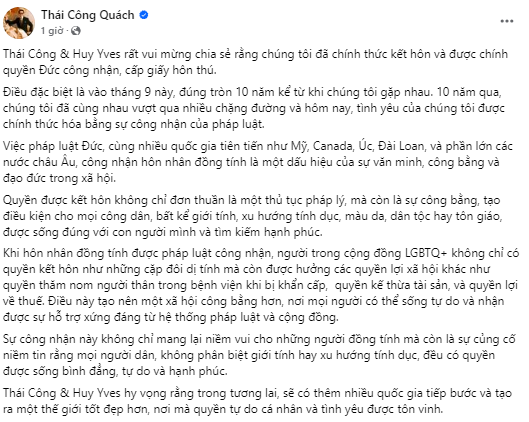 NTK Thái Công công bố chính thức kết hôn với bạn trai Huy Yves sau 10 năm đồng hành- Ảnh 5.