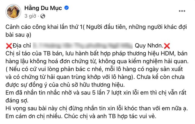 Hằng Du Mục "tuyên chiến" với những người bán táo đỏ của Tôn Bằng nhưng lại dùng tên cô- Ảnh 1.