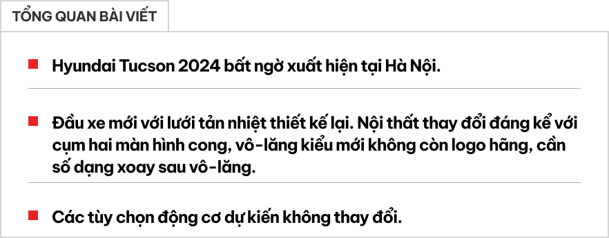 Hyundai Tucson 2024 lần đầu lộ diện tại Việt Nam: Đầu xe mới, màn hình cong lớn, dễ ra mắt tháng sau đấu CX-5, Sportage - Ảnh 1.