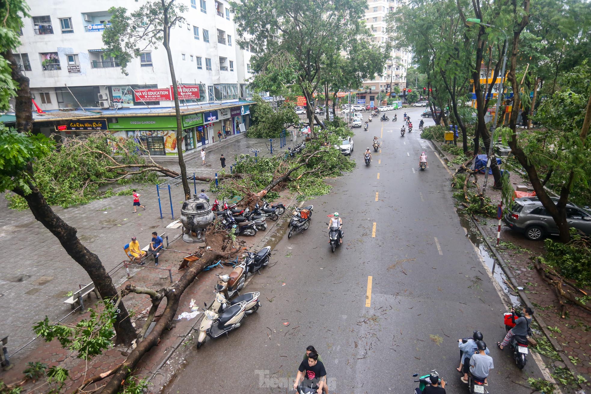 Khu đô thị đông dân nhất Thủ đô tan hoang sau bão Yagi, 'có nhà nhưng không có lối vào'- Ảnh 1.