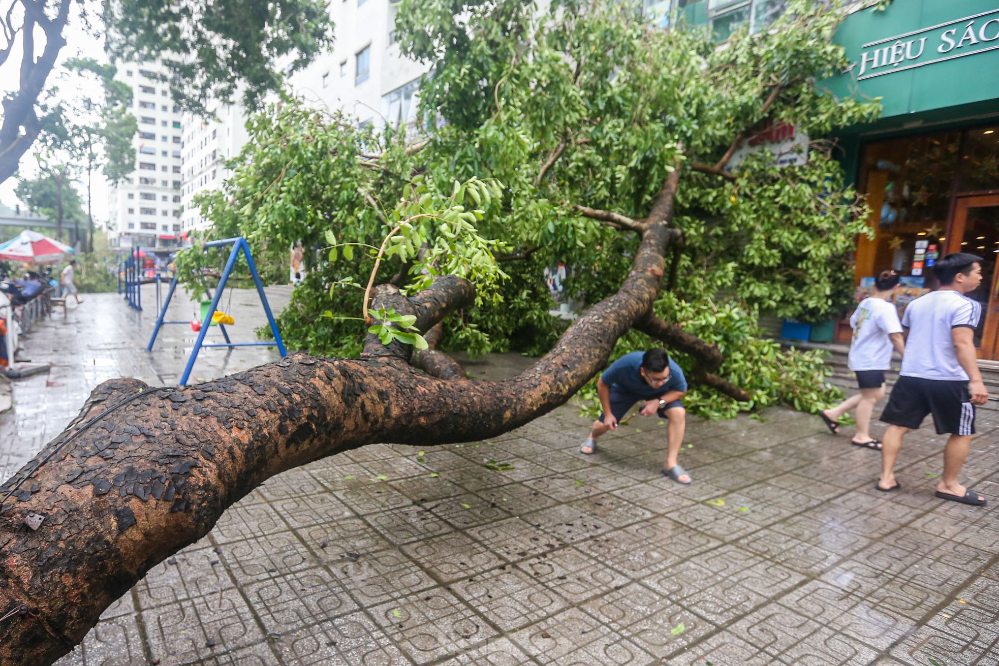 Khu đô thị đông dân nhất Thủ đô tan hoang sau bão Yagi, 'có nhà nhưng không có lối vào'- Ảnh 4.