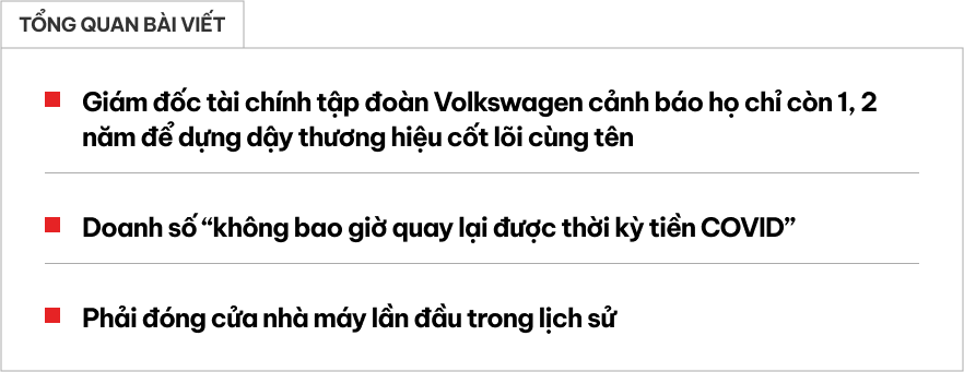 Volkswagen lao đao dù lớn hàng top thế giới: Sếp hãng cảnh báo chỉ còn 1 năm để thay đổi, tránh phá sản- Ảnh 1. Volkswagen lao đao dù lớn hàng top thế giới: Sếp hãng cảnh báo chỉ còn 1 năm để thay đổi, tránh phá sản- Ảnh 1.