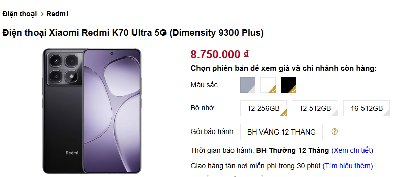 Điện thọai Redmi K70 Ultra giá 9 triệu mạnh mẽ với chip Dimensity 9300 + và màn 144Hz - Ảnh 1.