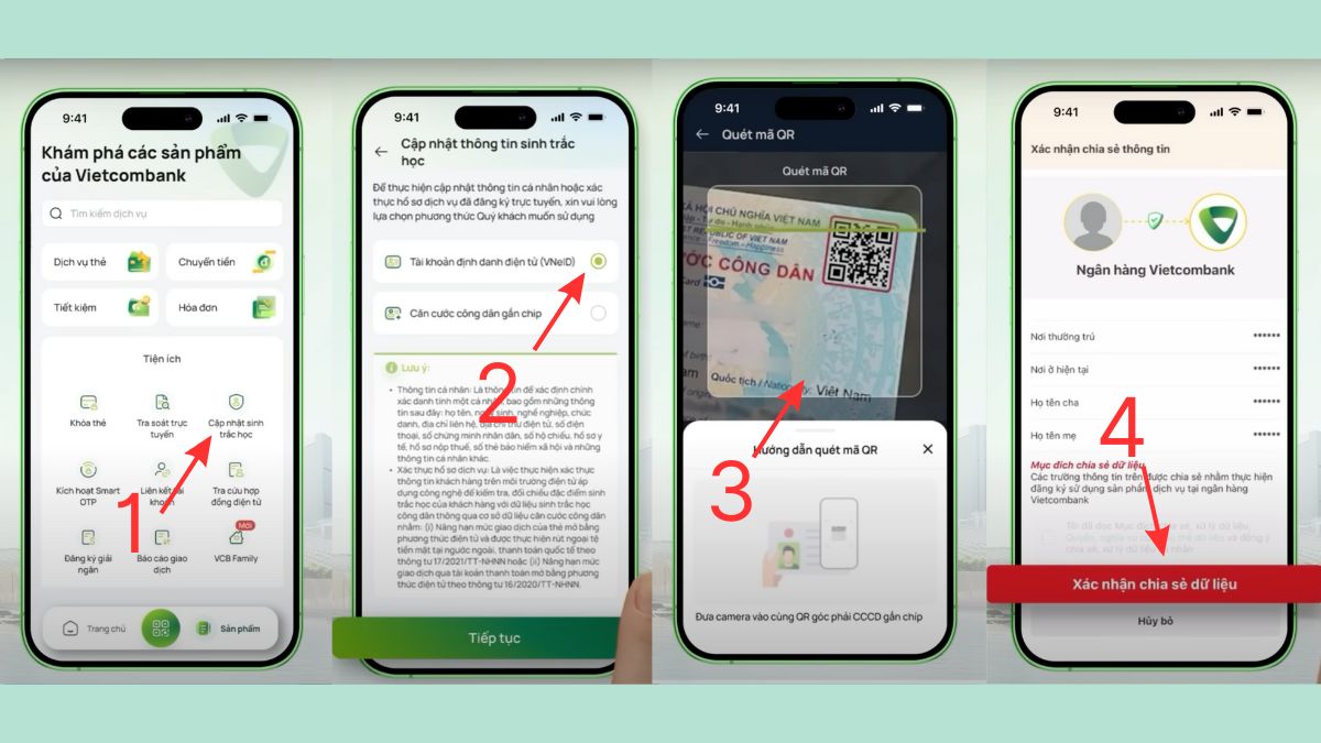 Cách xác thực sinh trắc học ngân hàng Vietcombank, Vietinbank, BIDV, VPBank - Ảnh 1.
