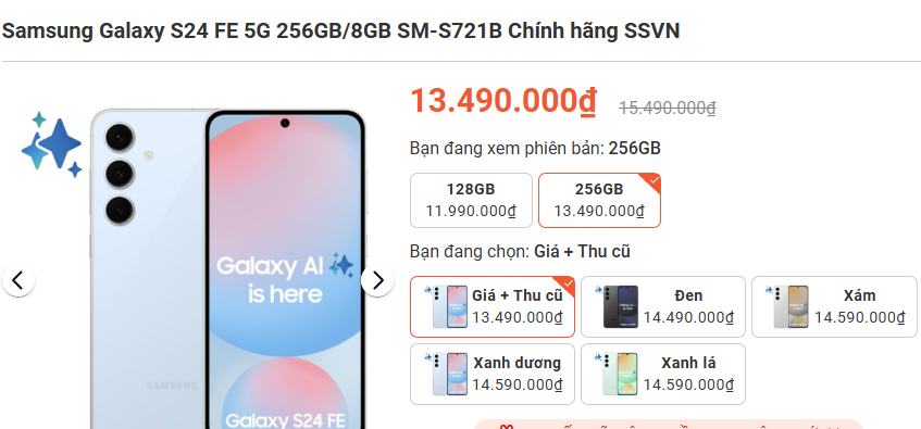 Điện thọai Galaxy S24 FE giảm giá trước Tết với thiết kế đẹp và màn hình lớn - Ảnh 1.