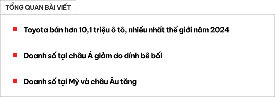 Toyota 5 năm liên tiếp bán chạy nhất thế giới: 2024 chốt sổ hơn 10 triệu xe dù gặp nhiều bê bối, vượt hẳn VW- Ảnh 1.