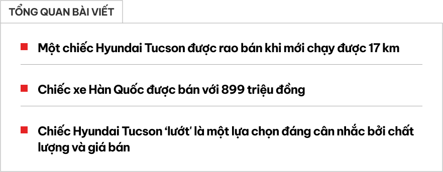 Hyundai Tucson rao bán giá 899 triệu chỉ sau 17km lăn bánh: Cứ một 1km mất 12 triệu, qua một đời chủ mà nội thất vẫn còn nilon - Ảnh 1.