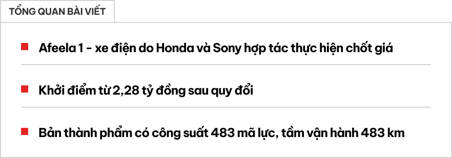 Xe điện của Honda và Sony chốt giá gấp rưỡi Mercedes-Benz E-Class: 'Phòng giải trí di động' với 40 cảm biến, chạy 483km/sạc - Ảnh 1.