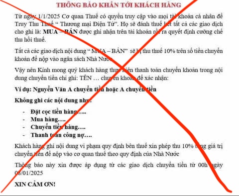 Thực hư thông báo "thu thuế thương mại điện tử 10%" đang lan truyền trên mạng xã hội - Ảnh 1.