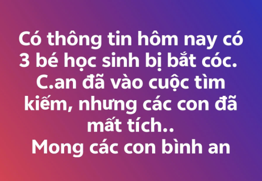 Sự thật về 3 học sinh ở TP HCM bị bắt cóc- Ảnh 1. Sự thật về 3 học sinh ở TP HCM bị bắt cóc- Ảnh 1.