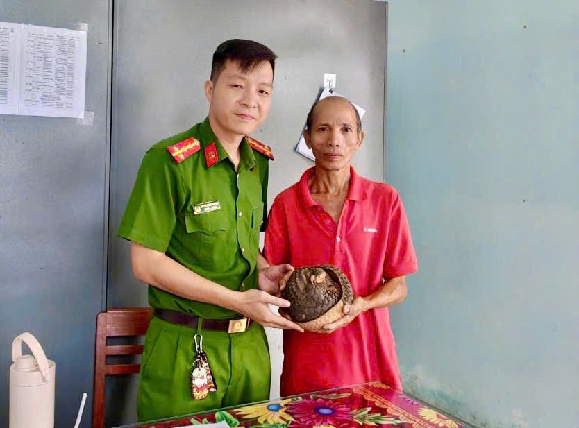 Phát hiện tê tê quý hiếm bò vào sân, người dân Gia Lai mang giao nộp- Ảnh 1.