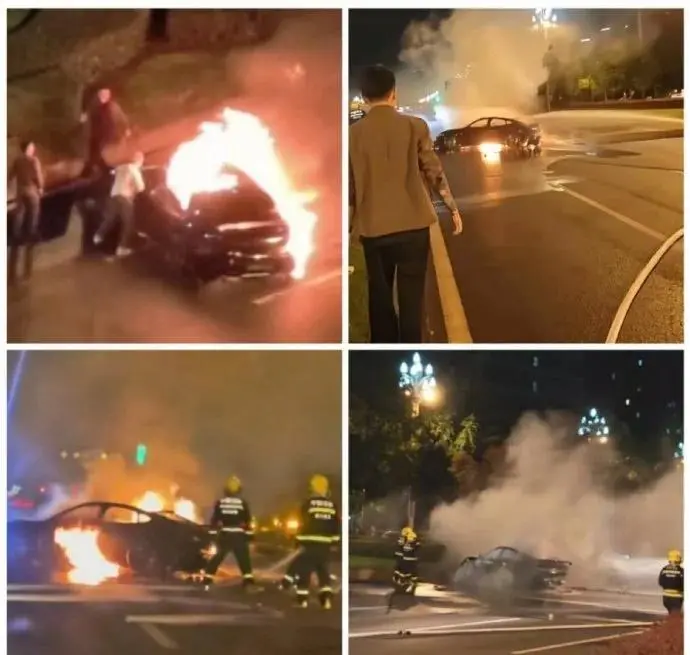 Xe điện Xiaomi SU7 Ultra bốc cháy sau tai nạn, người đi đường bất lực giải cứu- Ảnh 2. Xe điện Xiaomi SU7 Ultra bốc cháy sau tai nạn, người đi đường bất lực giải cứu- Ảnh 2.