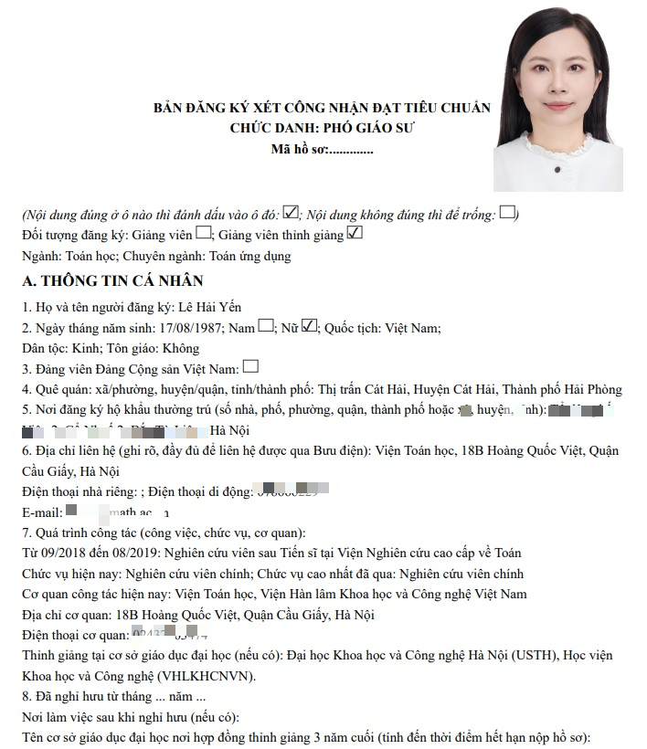 Nữ ứng viên PGS Toán học trẻ nhất Việt Nam năm 2025: Là người Hải Phòng, từng có 5 năm học ở Pháp để lấy bằng Tiến sĩ- Ảnh 1.