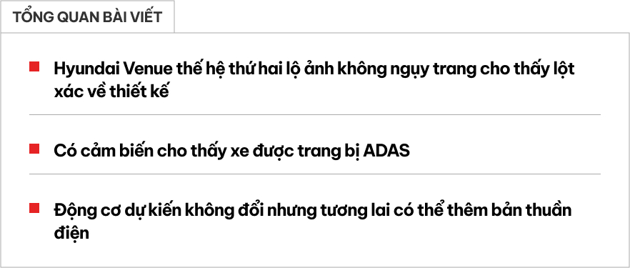 Hyundai Venue thế hệ mới lộ 'full' ngay trước thềm ra mắt: Như Tucson kết hợp Creta, ADAS, có chi tiết để lộ khả năng có bản thuần điện- Ảnh 1.