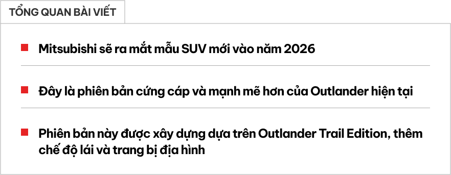 Mitsubishi Outlander này mà về Việt Nam dễ lại hot: AWD được tinh chỉnh, hứa hẹn khả năng offroad như Pajero Sport, ra mắt ngay 2026- Ảnh 1. Mitsubishi Outlander này mà về Việt Nam dễ lại hot: AWD được tinh chỉnh, hứa hẹn khả năng offroad như Pajero Sport, ra mắt ngay 2026- Ảnh 1.