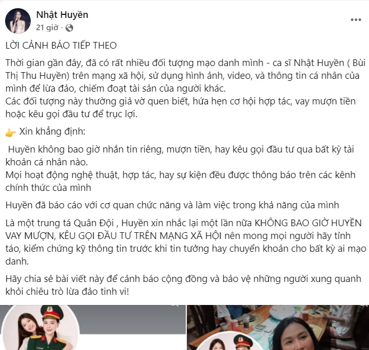 Nữ ca sĩ là Trung tá Quân đội thông báo khẩn- Ảnh 1. Nữ ca sĩ là Trung tá Quân đội thông báo khẩn- Ảnh 1.