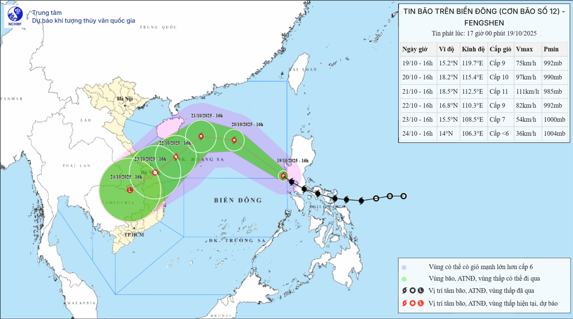 Bão Fengshen vào Biển Đông, chính thức thành cơn bão số 12, có 3 địa phương ảnh hưởng trực tiếp- Ảnh 1.