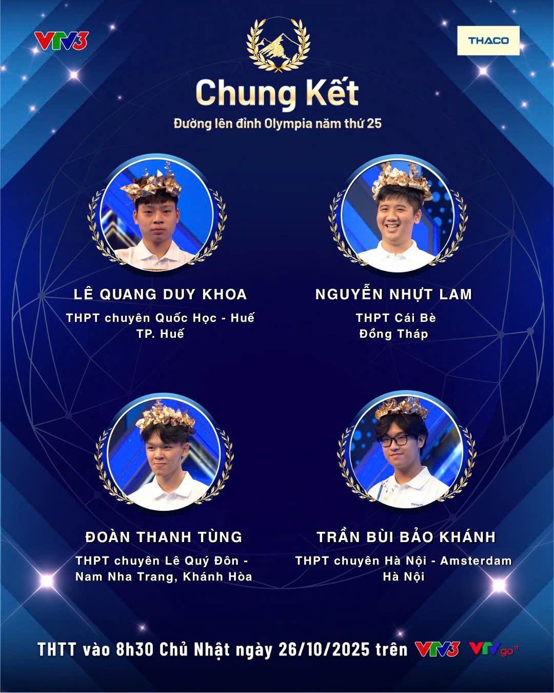 Chân dung 4 thí sinh lọt vào Chung kết năm Đường Lên Đỉnh Olympia 2025, chỉ duy nhất một người không học trường chuyên- Ảnh 1. Chân dung 4 thí sinh lọt vào Chung kết năm Đường Lên Đỉnh Olympia 2025, chỉ duy nhất một người không học trường chuyên- Ảnh 1.