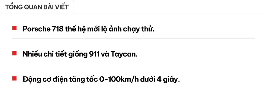 Porsche 718 EV lộ ảnh chạy thử: Đèn giống Taycan, hốc gió giống 911, tăng tốc 0-100km/h dưới 4 giây- Ảnh 1. Porsche 718 EV lộ ảnh chạy thử: Đèn giống Taycan, hốc gió giống 911, tăng tốc 0-100km/h dưới 4 giây- Ảnh 1.