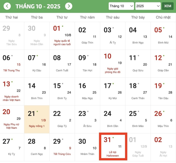 Halloween 2025 là ngày nào, thứ mấy?- Ảnh 1. Halloween 2025 là ngày nào, thứ mấy?- Ảnh 1.