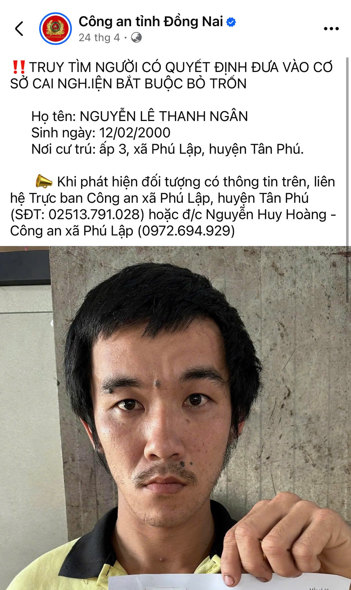 Khống chế, bắt Nguyễn L&ecirc; Thanh Ng&acirc;n sinh năm 2000- Ảnh 1.