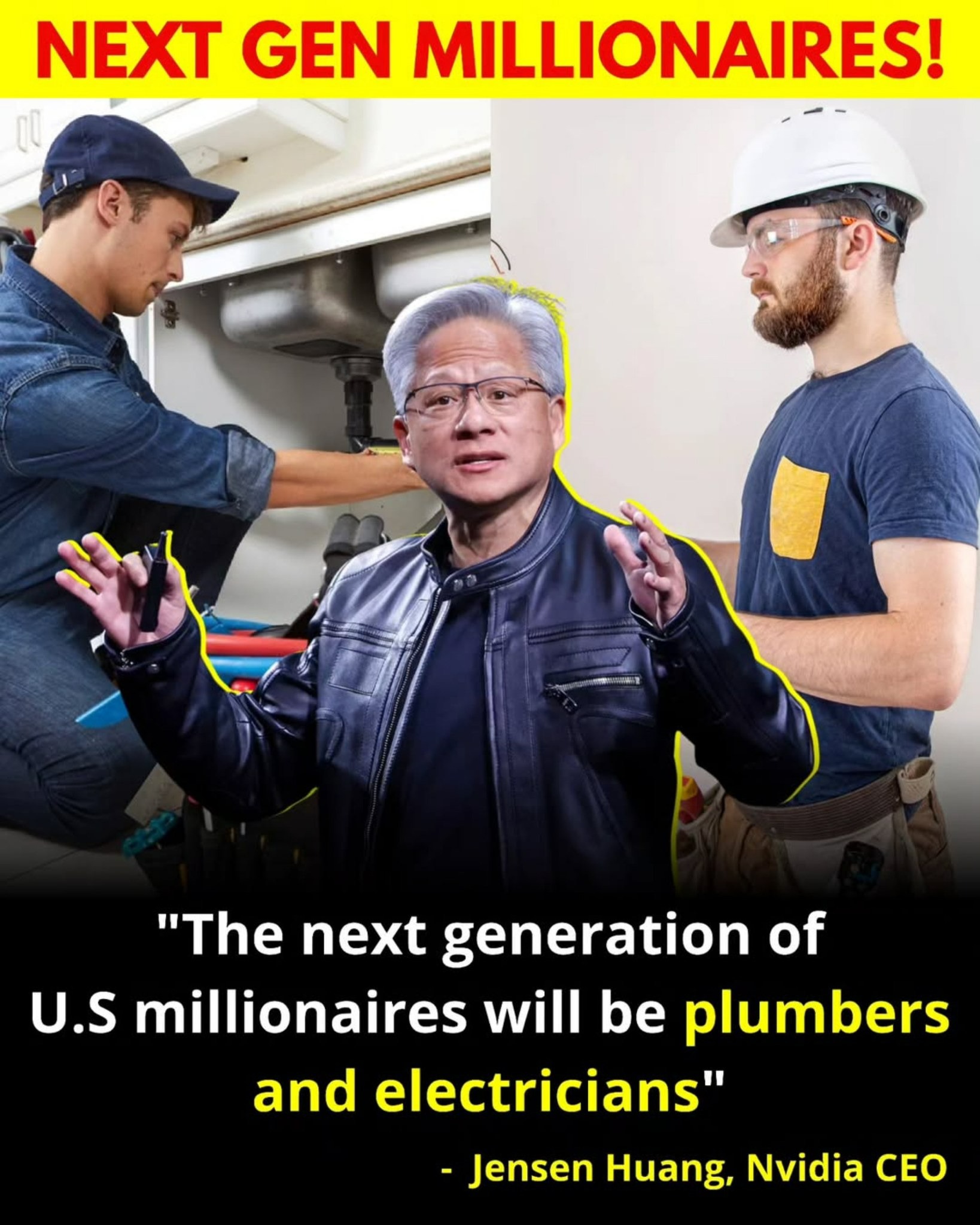 CEO NVIDIA: "Thế hệ triệu phú Mỹ tiếp theo sẽ là thợ điện với thợ sửa ống nước"- Ảnh 1. CEO NVIDIA: "Thế hệ triệu phú Mỹ tiếp theo sẽ là thợ điện với thợ sửa ống nước"- Ảnh 1.