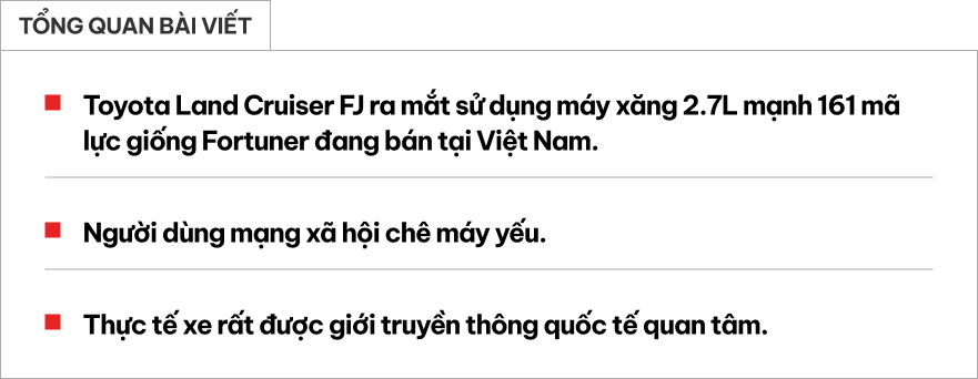 Cận cảnh Toyota Land Cruiser FJ tại Nhật Bản: Nhiều người chê 'ruột Fortuner' nhưng thực tế chứng minh điều ngược lại- Ảnh 1.