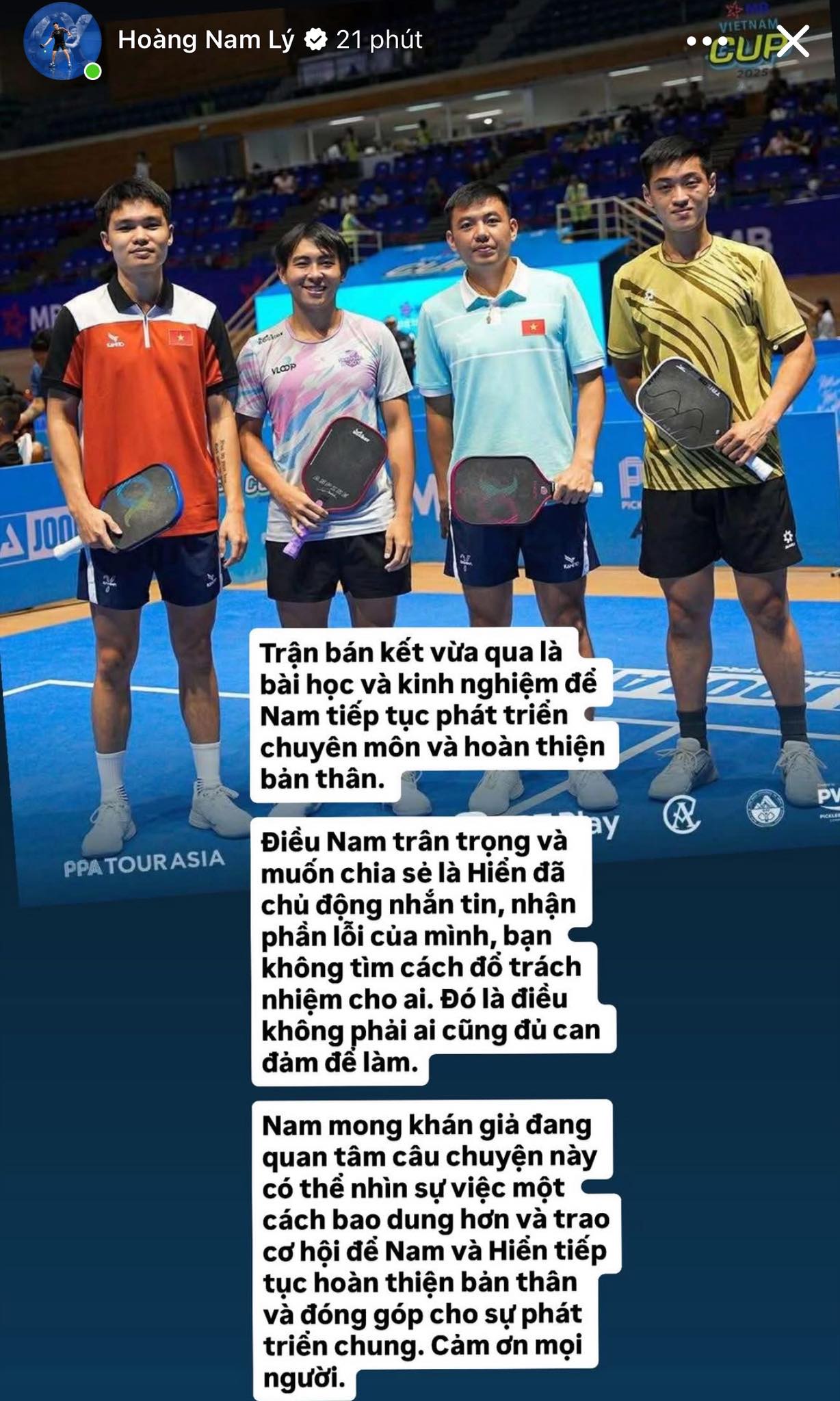 Trương Vinh Hiển nhận lỗi với Lý Hoàng Nam, drama pickleball chính thức khép lại- Ảnh 1. Trương Vinh Hiển nhận lỗi với Lý Hoàng Nam, drama pickleball chính thức khép lại- Ảnh 1.
