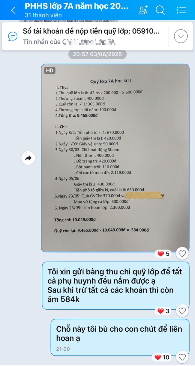 Bảng thu chi lớp học của b&agrave; mẹ Thanh H&oacute;a c&oacute; chi tiết lạ khiến c&aacute;c phụ huynh &ldquo;tỉnh cả người&rdquo;: C&oacute; "nghĩ oan" cho người kh&aacute;c? - Ảnh 1.