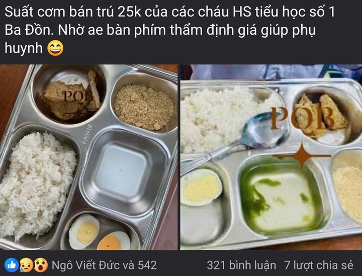 Suất cơm bán trú 25.000 đồng cho học sinh tiểu học 'dậy sóng' mạng xã hội- Ảnh 1.
